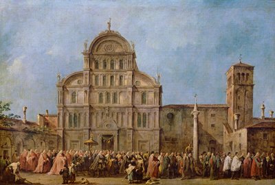 Osterprozession des Dogen von Venedig in der Kirche San Zaccaria (ca. 1766-70) von Francesco Guardi